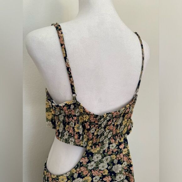 Navy Blue Floral Cutout Maxi Dress with Adjustable Straps and Slit Women’s XL - Picture 7 of 16